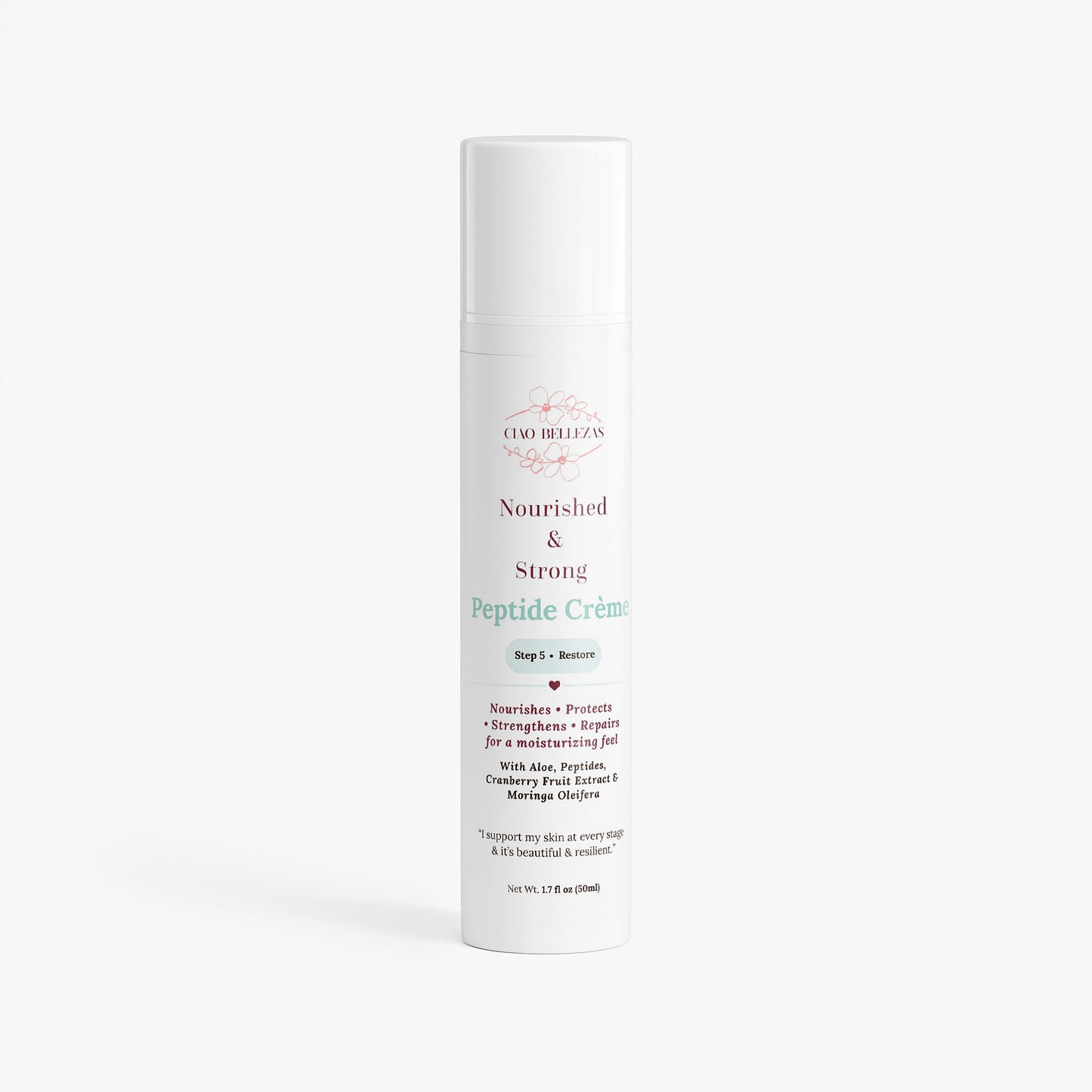 A peptide moisturizer cream that protects and nourishes skin with aloe and peptides