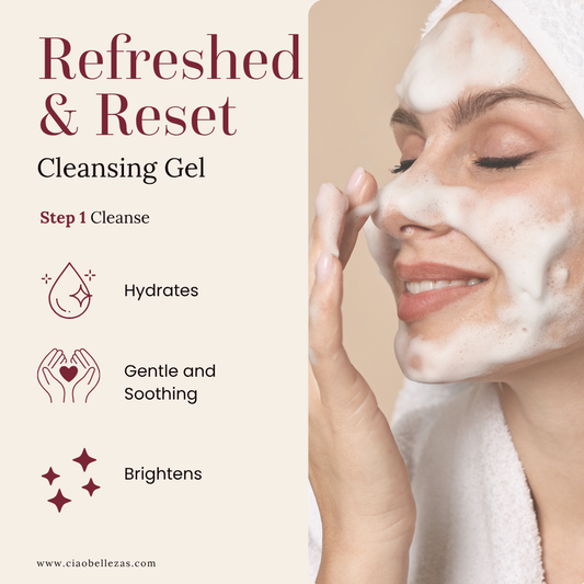 photo of gel cleanser on person with benefits