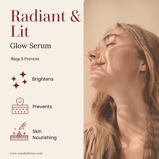 photo of our vitamin serum on person with benefits