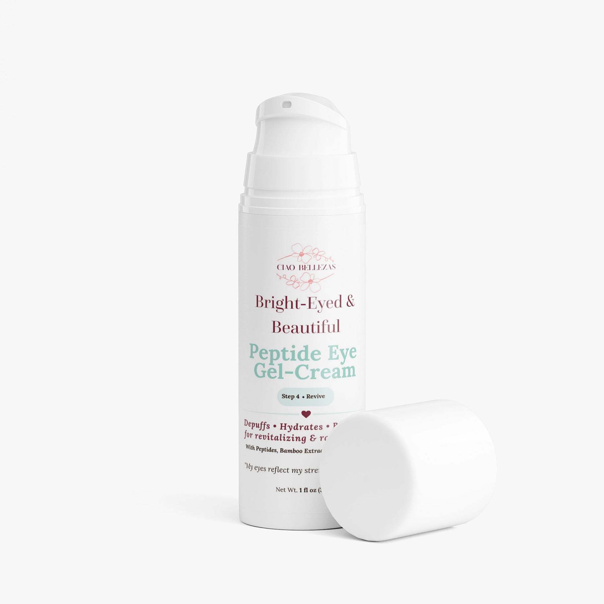Peptide eye cream that de-puffs and hydrates for revitalizing eyes