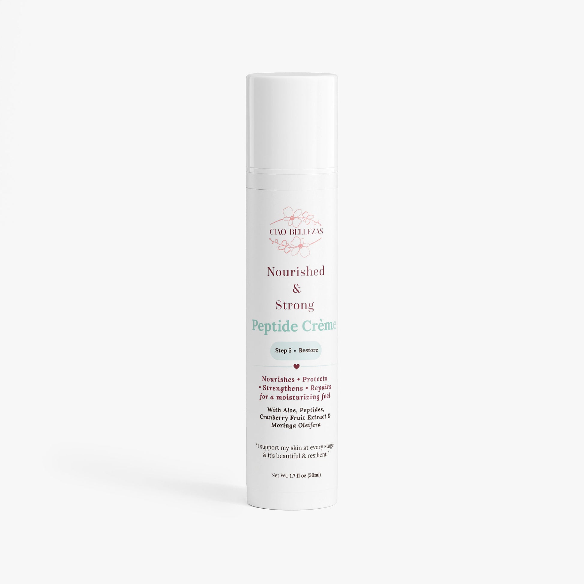 A peptide moisturizer cream that protects and nourishes skin with aloe and peptides