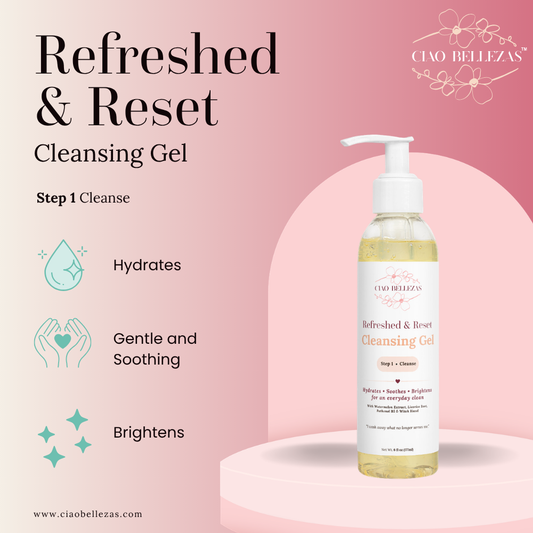 the benefits of our cleansing gel. it is hydrating, gentle and soothing and brightens skin.