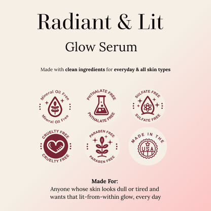 radiant and lit glow serum clean beauty badges