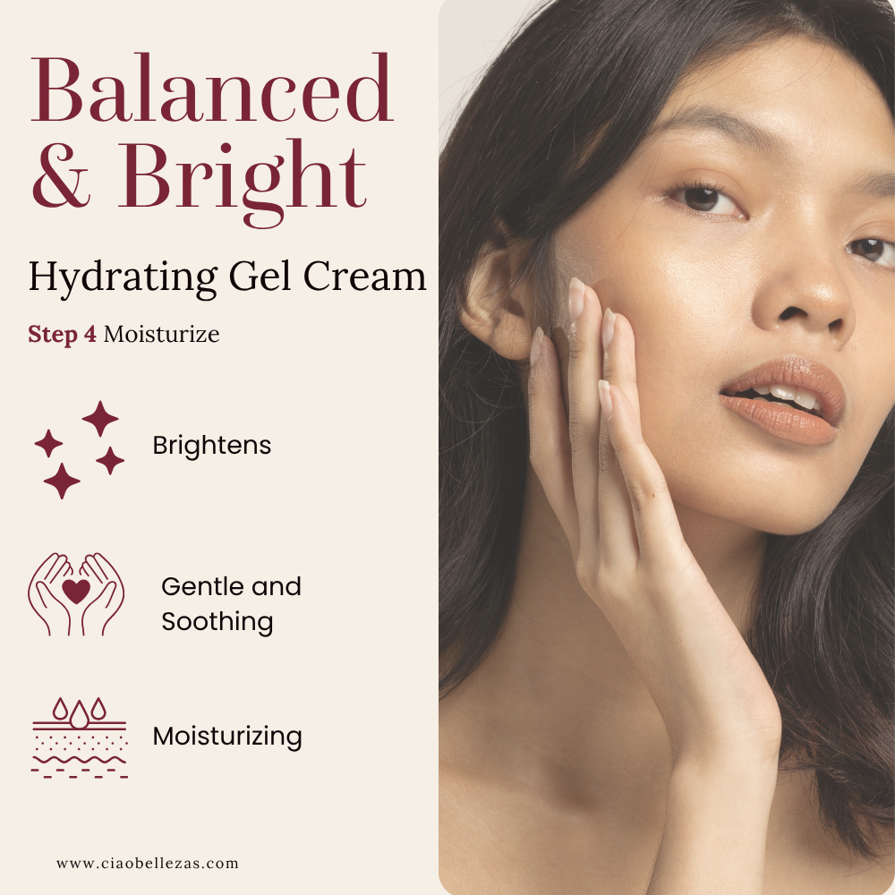 photo of our gel moisturizer on person with benefits