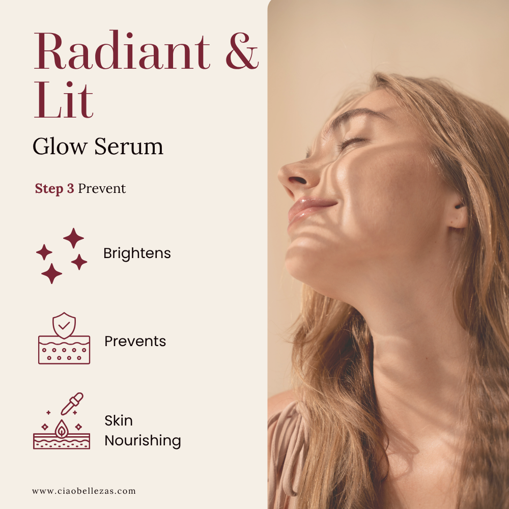 photo of our vitamin serum on person with benefits